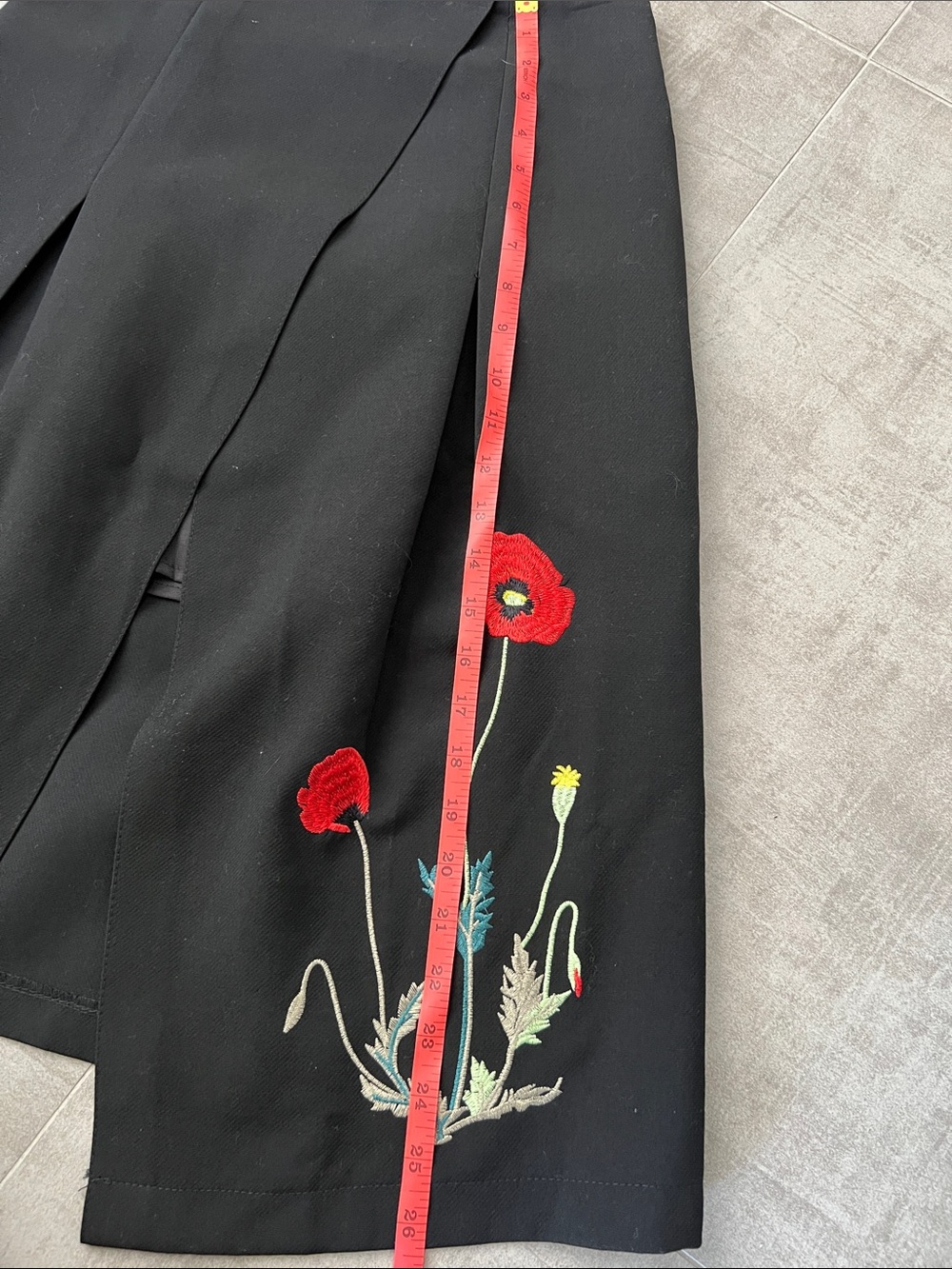 Chicwish Black A-Line Skirt with Red Floral Embroidery - Picture 7 of 7
